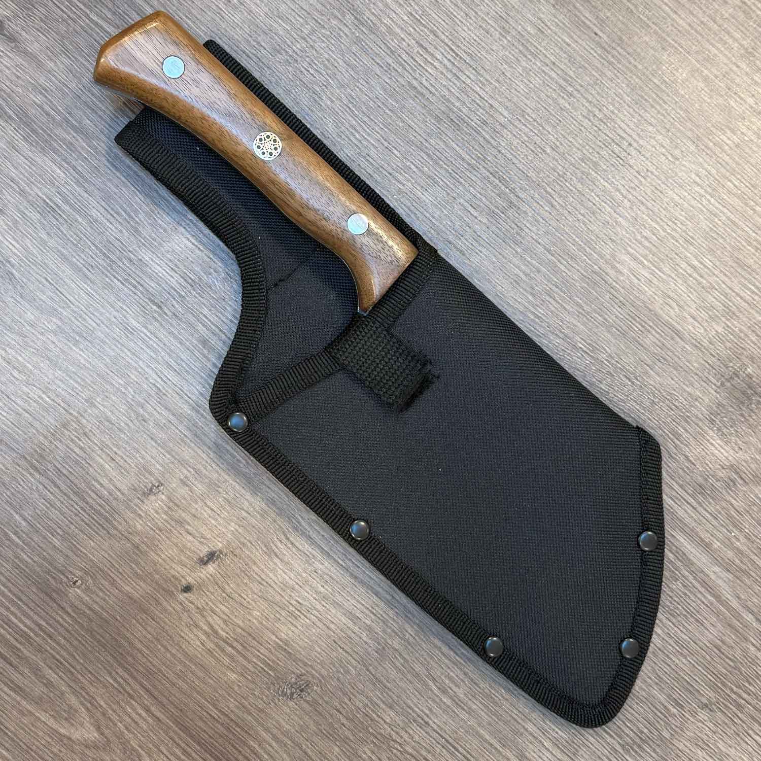 Herbertz CJH Outdoor Küchenmesser – Koch- und Hackmesser mit Walnussholzgriff – Detailansicht