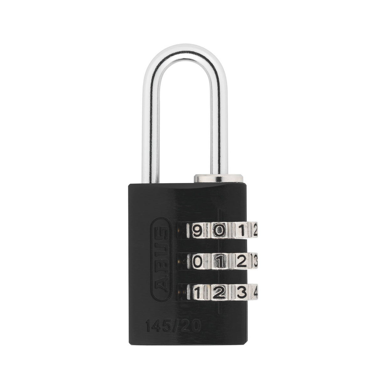 ABUS Zahlenschloss 145/20 mit 3-stelligem Zahlencode schwarz – Detailansicht
