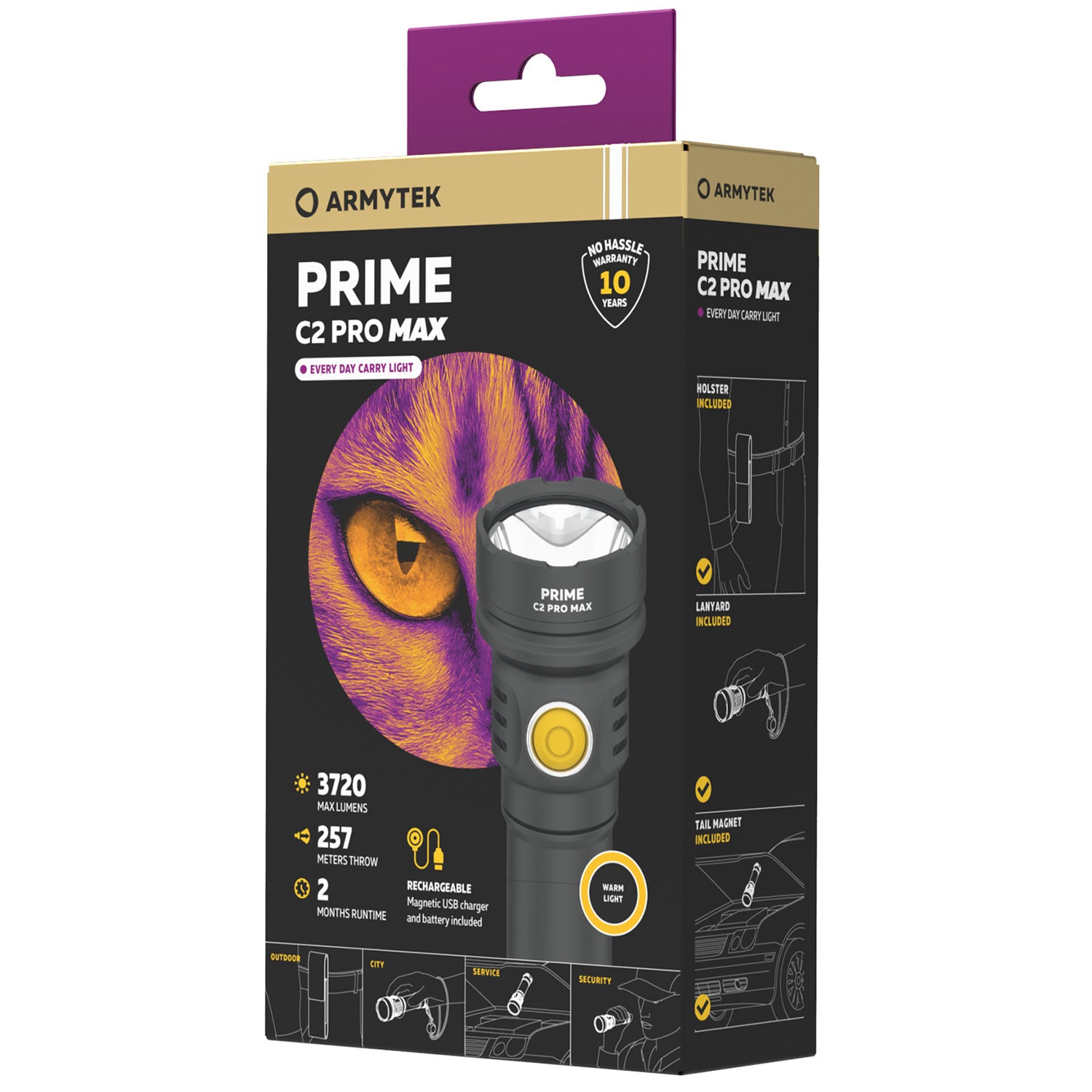 Armytek Prime C2 Pro Max 21700 - LED Taschenlampe mit Magnet Ladefunktion in 2 Lichtfarben – Detailansicht