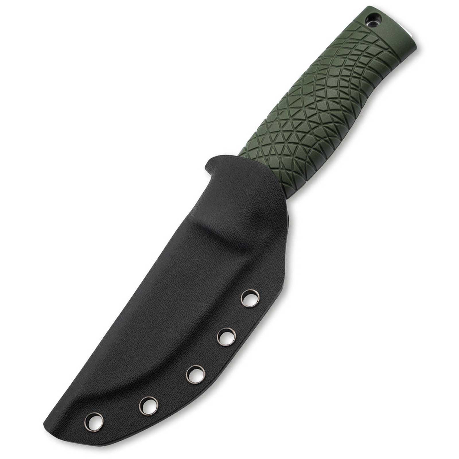Böker Bronco Mini CPM-3V Green Scandi – Bushcraft-Messer mit Kydexscheide