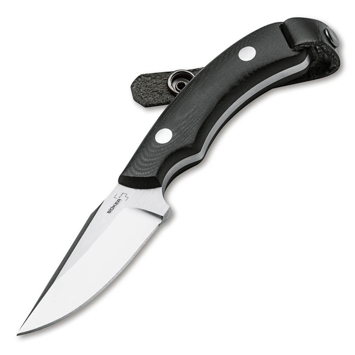 Böker Plus J-Bite – EDC-Messer aus 440C Stahl mit G10 Griff & Lederholster