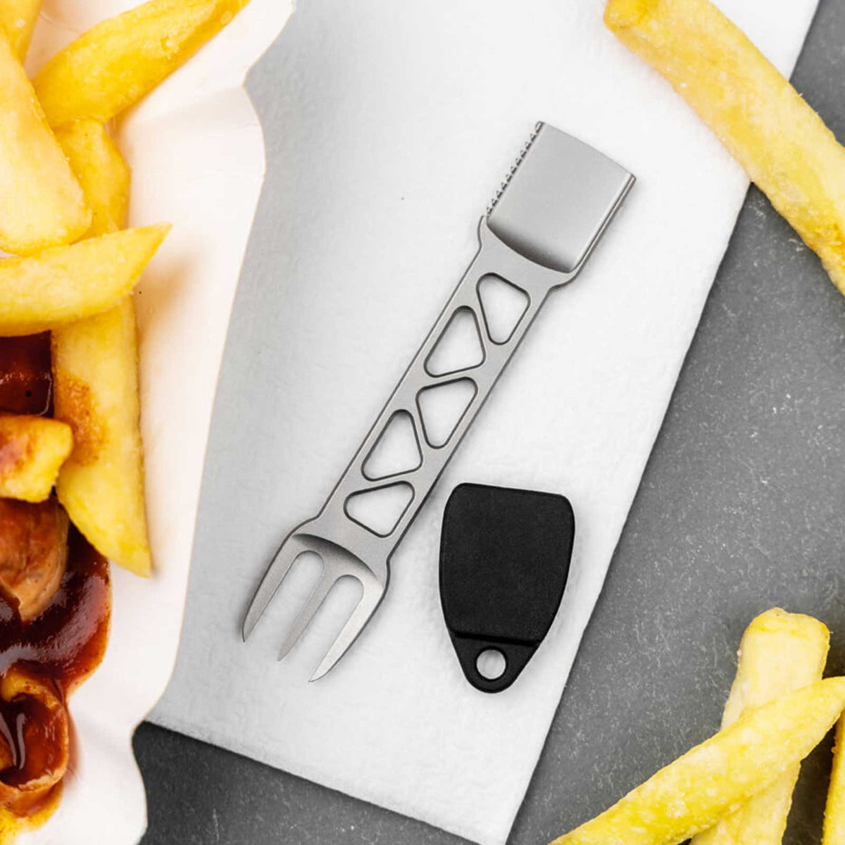 Böker Plus Metalbite – Mini Campingbesteck aus Edelstahl (Pommesgabel / Eislöffel) – Produktansicht – Detailansicht 1