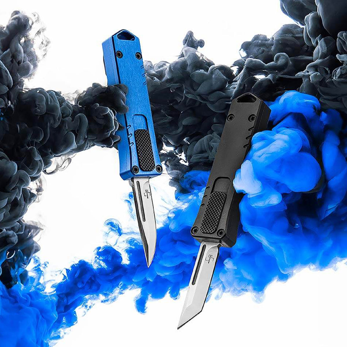 Böker Plus Micro USB OTF Taschenmesser - Ansicht blau und schwarze Farbe
