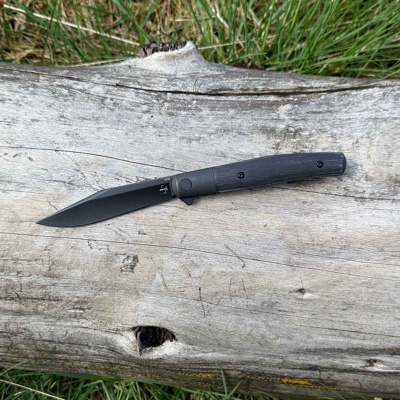 Böker Plus Modern Stockman – Taschenmesser mit Nitro-V Klinge und Micarta-Griff – Messer-Detailansicht