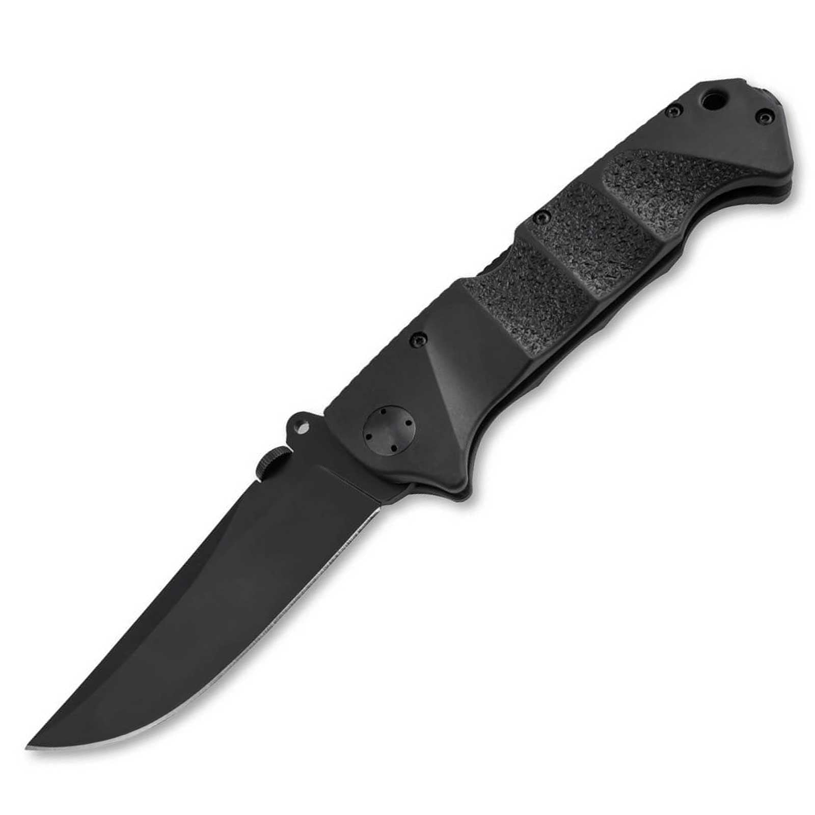 Böker Plus RBB 2.0 – Taschenmesser mit D2 Klinge, Backlock, Clip und Etui, schwarz – Messeransicht