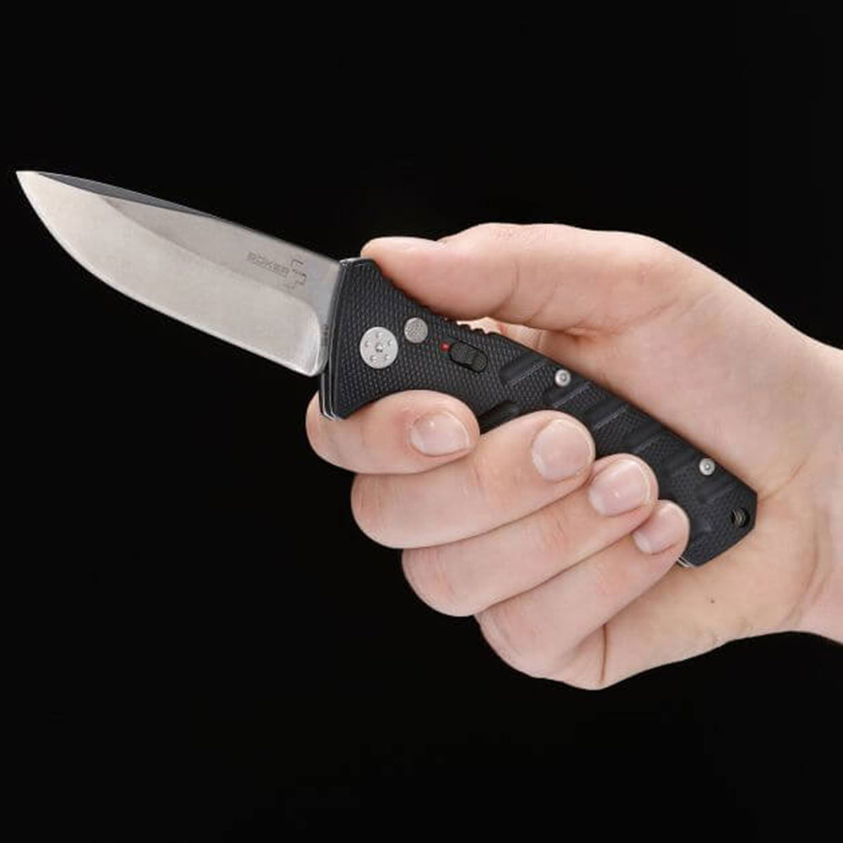 Böker Plus Strike Droppoint - Taschenmesser mit Clip & Nylonetui – Detailansicht