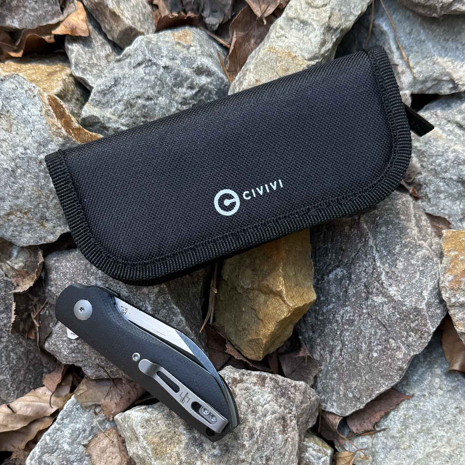 Civivi C-01 Pouch – Nylon Messertasche mit weichem Innenfutter & Reißverschluss – Produktansicht des Messers – Detailansicht 3
