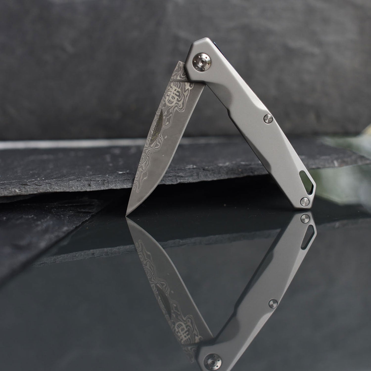Herbertz CJH Damast - Taschenmesser mit Edelstahlgriff in Geschenkbox