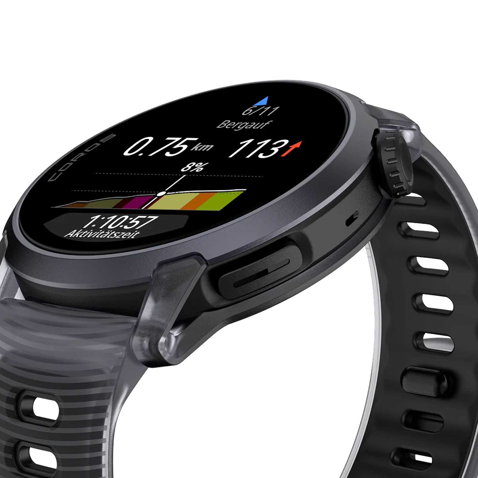 Coros PACE 4 GPS-Sportuhr - Premium mit Aluminiumgehäuse & Silikonband in schwarz - Oled Display