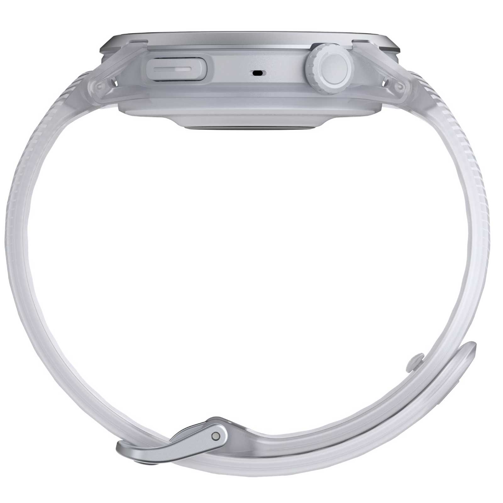 Coros PACE 4 GPS-Sportuhr - Premium mit Aluminiumgehäuse & Silikonband in weiß - Ansicht seitlich Lünette