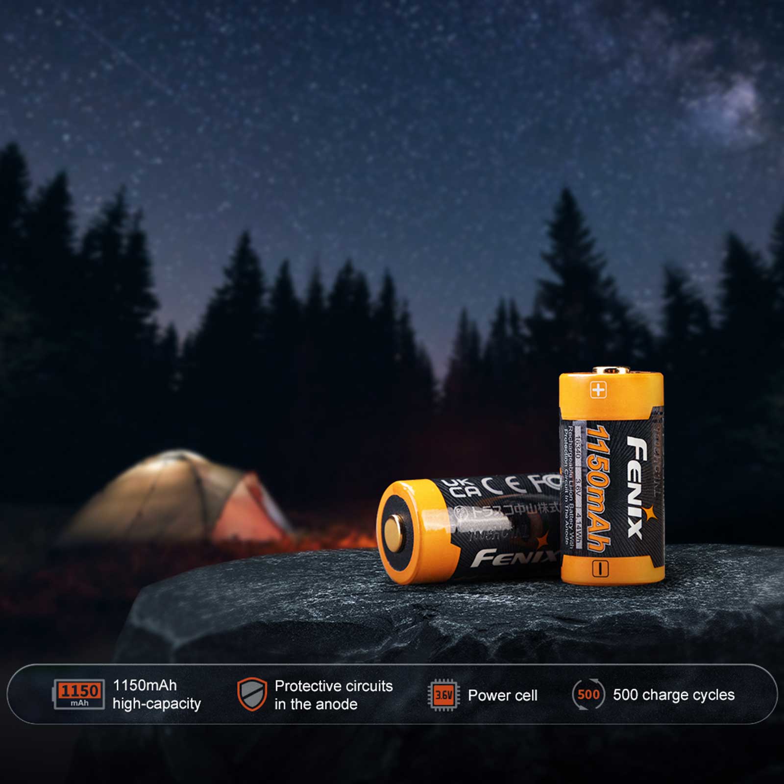 Fenix ARB-L16-1150P – 16340 Li-Ion-Akku – Kopfleuchte