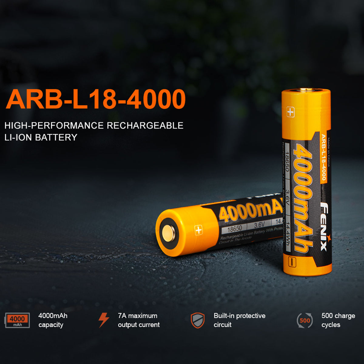 Fenix ARB-L18-4000 Li-Ion Akku, 18650, 4000mAh, Schutzschaltung