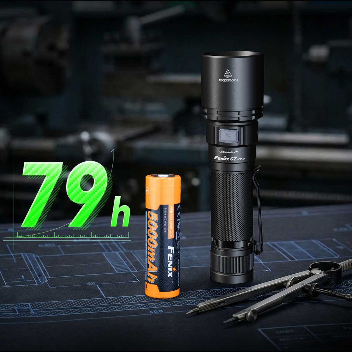 Fenix C7 V2.0 LED Taschenlampe Akku 5000mah