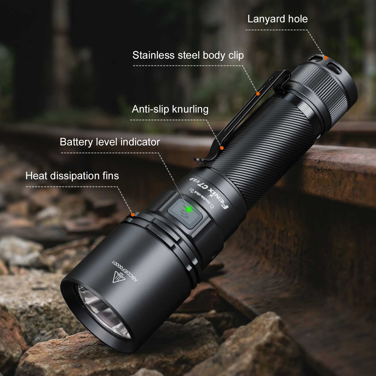 Fenix C7 V2.0 LED Taschenlampe Technische Daten Schalter Taster