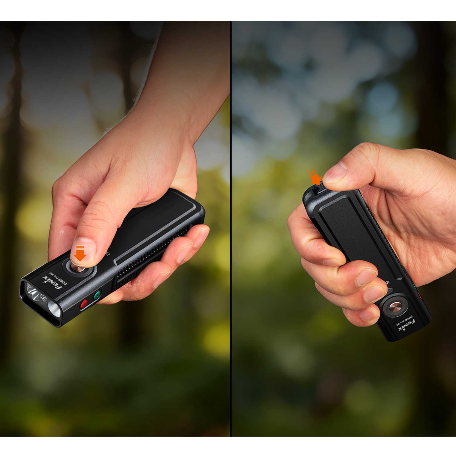 Fenix E06R Pro RG – Taschenlampe mit Rotlicht und grünem Laser, 1600 lm, USB-C – Größe und Abmessungen