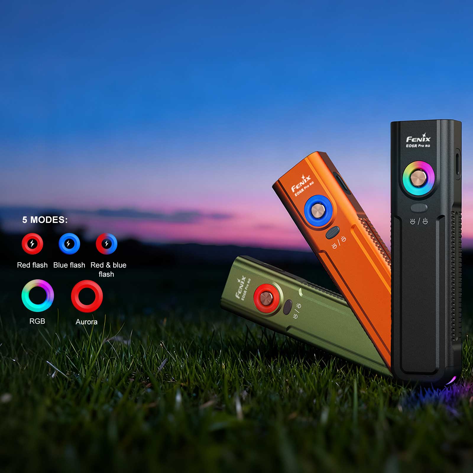 Fenix E06R Pro RG – Taschenlampe mit Rotlicht und grünem Laser, 1600 lm, USB-C – E06r Pro leuchtmodi
