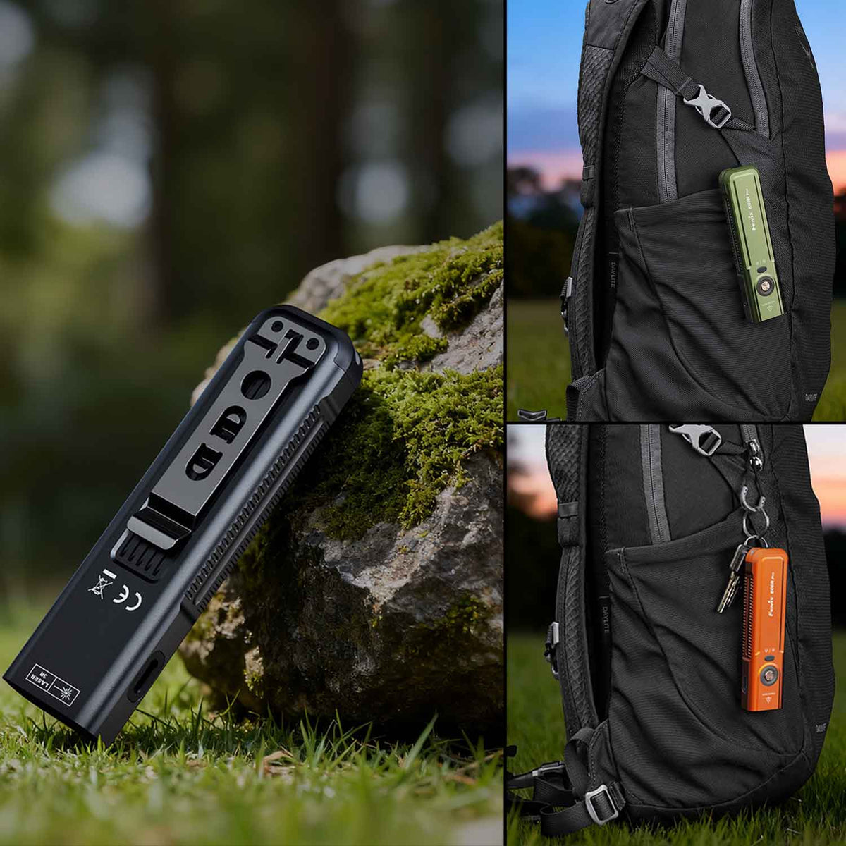 Fenix E06R Pro – Flache EDC-Taschenlampe mit UV-Licht & Laser 1600 Lumen USB-C – Detailansicht