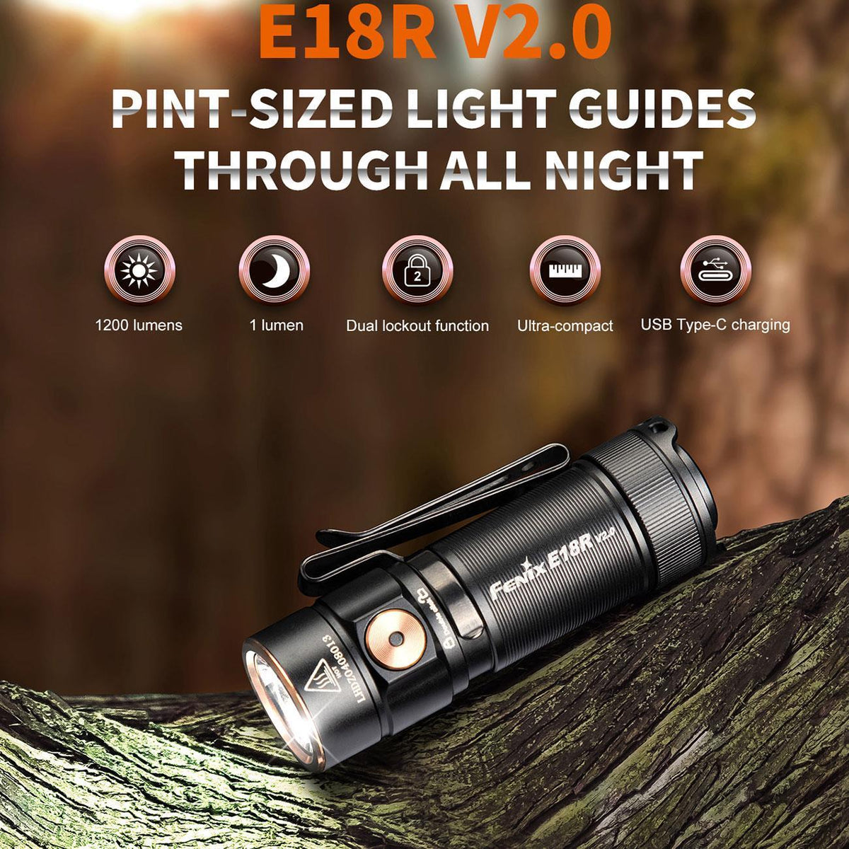 Fenix E18R V2.0 – kompakte EDC Taschenlampe mit 1200 lm, Akku, USB-C, Magnetfuß – technische Daten, für den täglichen EDC-Einsatz