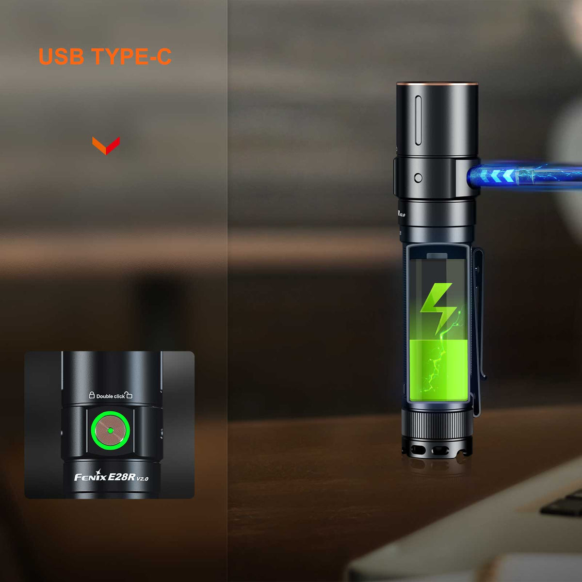 Fenix E28R V2.0 – LED-Taschenlampe – Beim Laden über USB-C