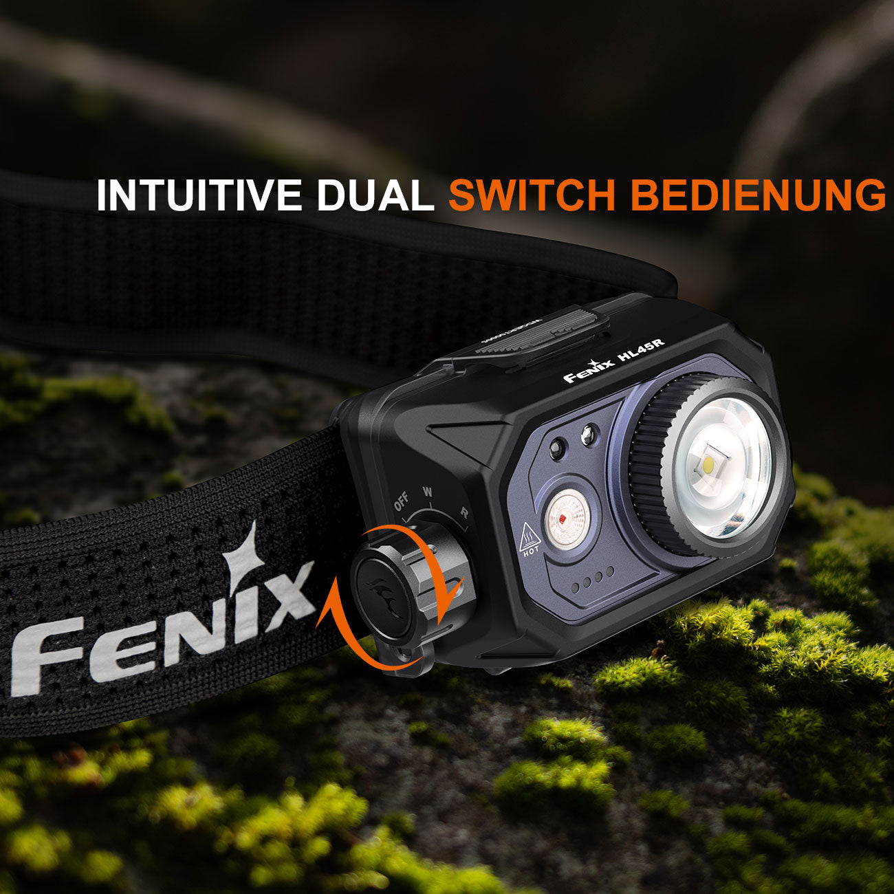 Fenix HL45R fokussierbare LED Stirnlampe 1000 Lumen Rotlicht USB-C wiederaufladbar – Detailansicht