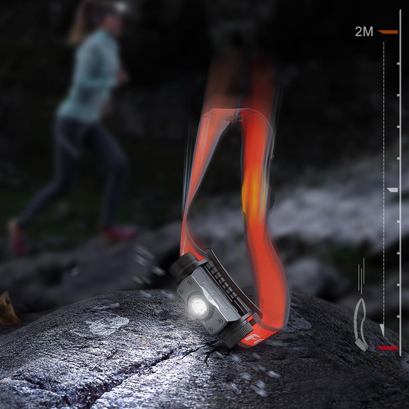 Fenix HM62-T – LED-Stirnlampe mit Rotlicht, 1200 lm, USB-C Akku und Notfallpfeife – LEDs und Reflektor / robuste Eigenschaften