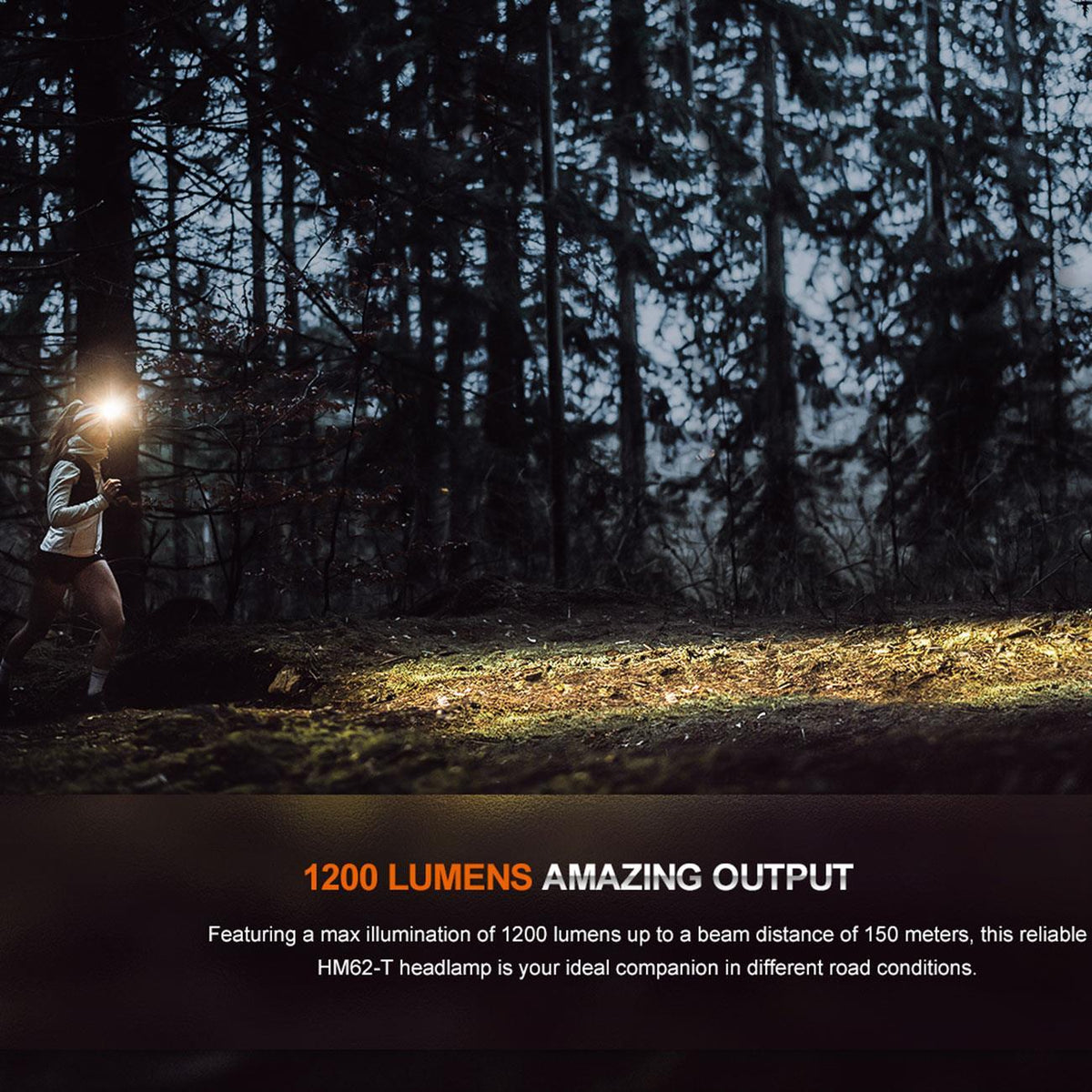 Fenix HM62-T – LED-Stirnlampe mit Rotlicht, 1200 lm, USB-C Akku und Notfallpfeife – Leuchtweite im Einsatz / Stirnlampe im Detail