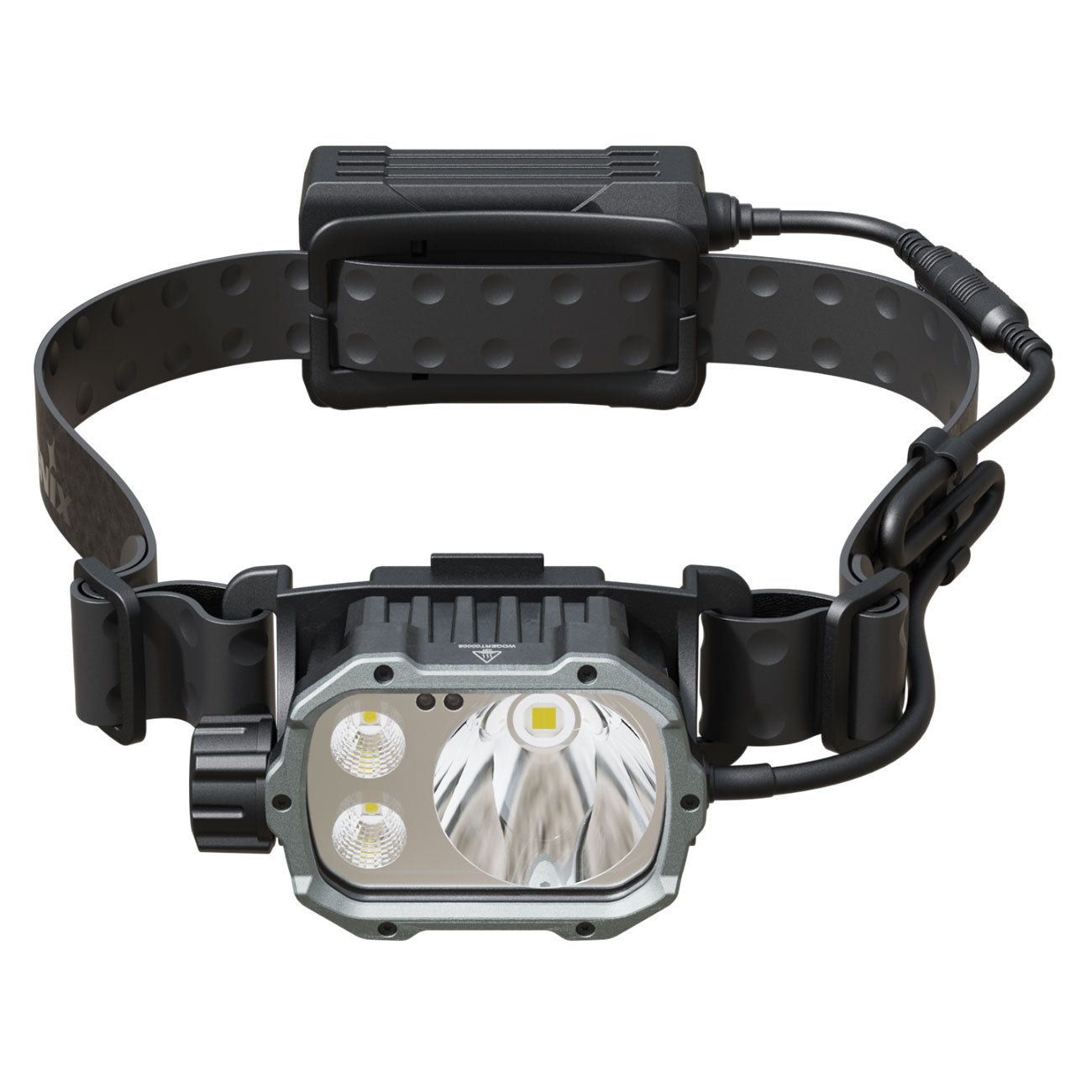 Fenix HP35R SAR – Stirnlampe mit Gummiband für Helme, 4000 lm, Spot- & Flutlicht – Akku und Batteriefach, Kopfband und Tragesystem – Detailansicht 1
