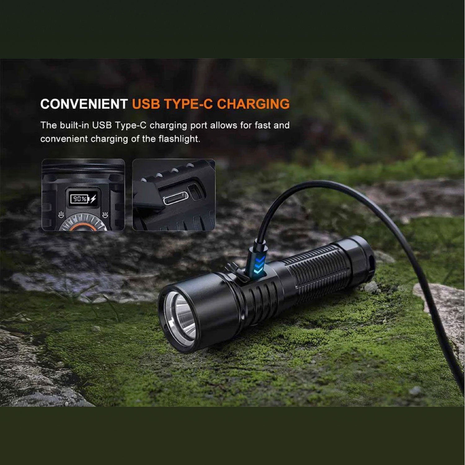 Fenix LD45R fokussierbare LED Taschenlampe mit Zoom 2800 Lumen Akku USB-C – Detailansicht