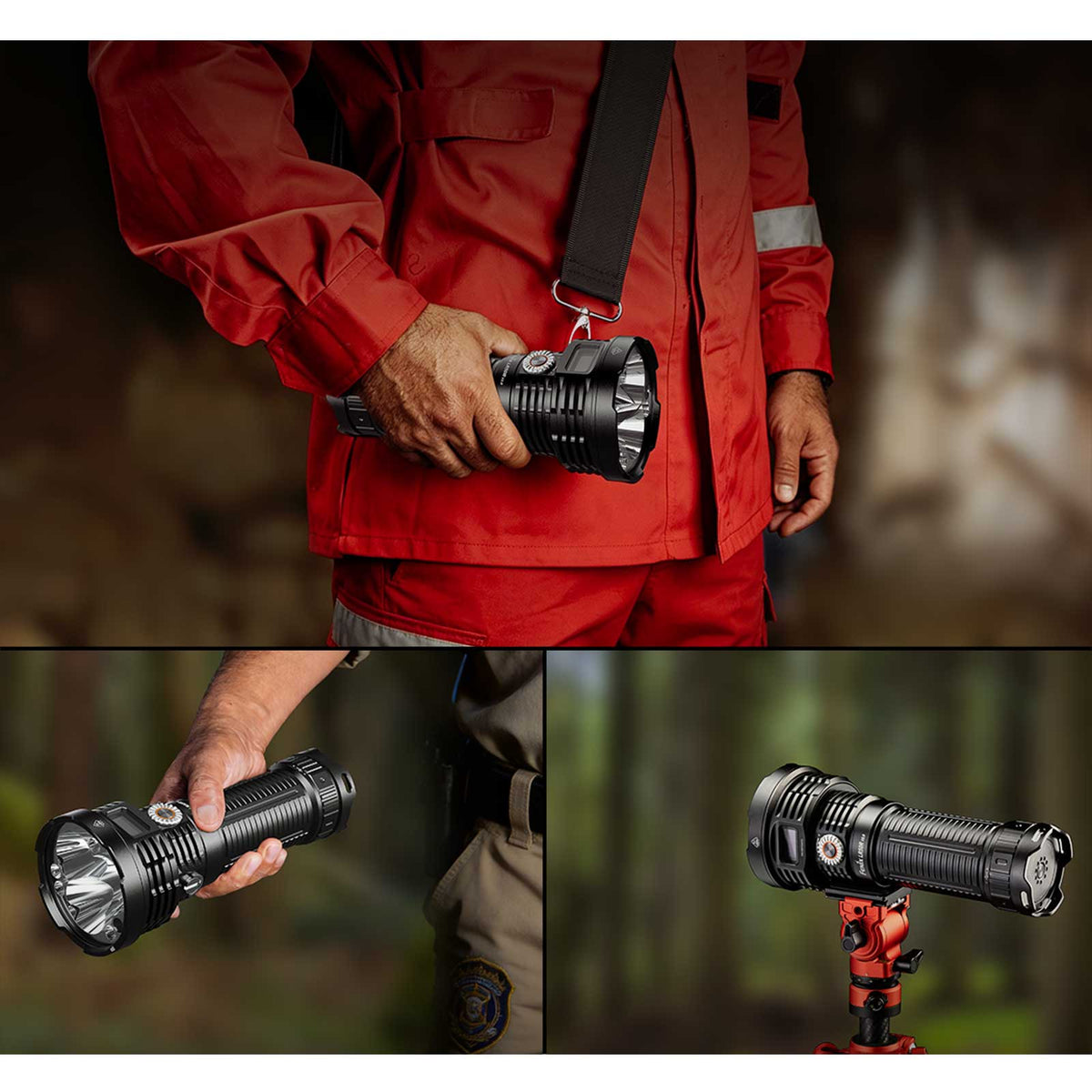 Fenix LR50R V2.0 LED Taschenlampe - Ansicht der Trage- & Transportoptionen