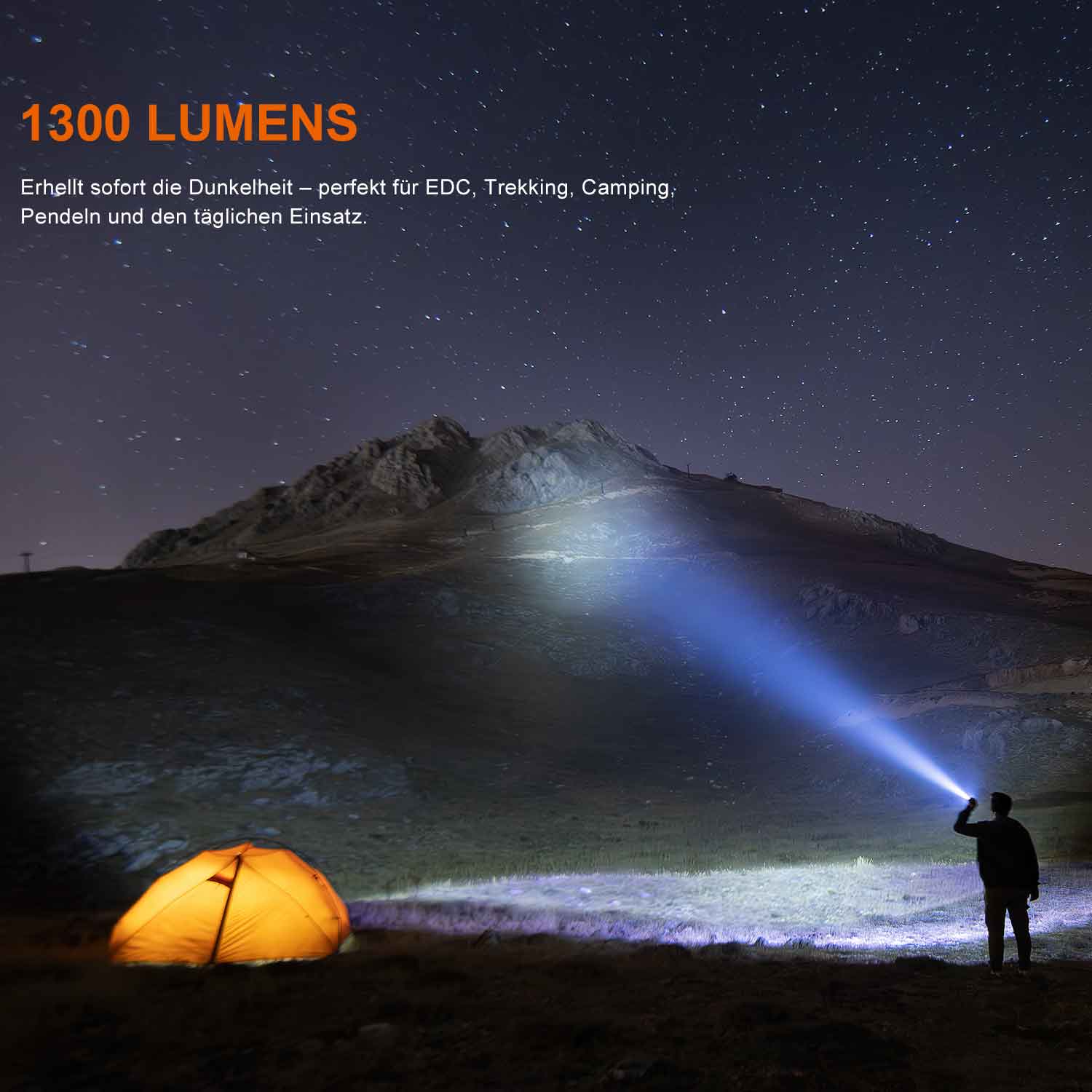 Fenix PD26R ACE – LED Taschenlampe mit 1300 Lumen 1600mAh Akku & USB-C – Detailansicht