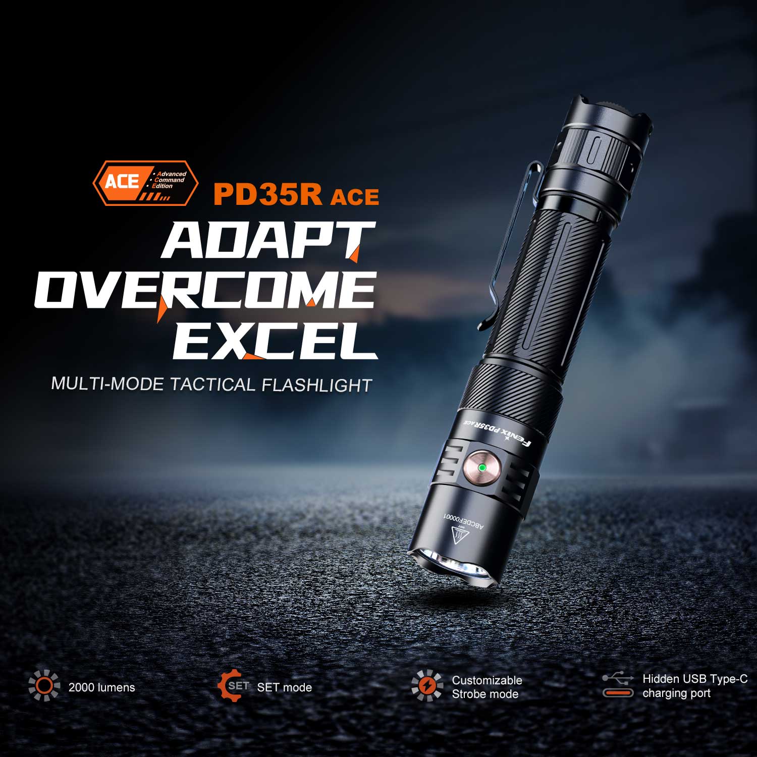 Fenix PD35R ACE LED Taschenlampe 2000 Lumen 18650 Akku USB-C