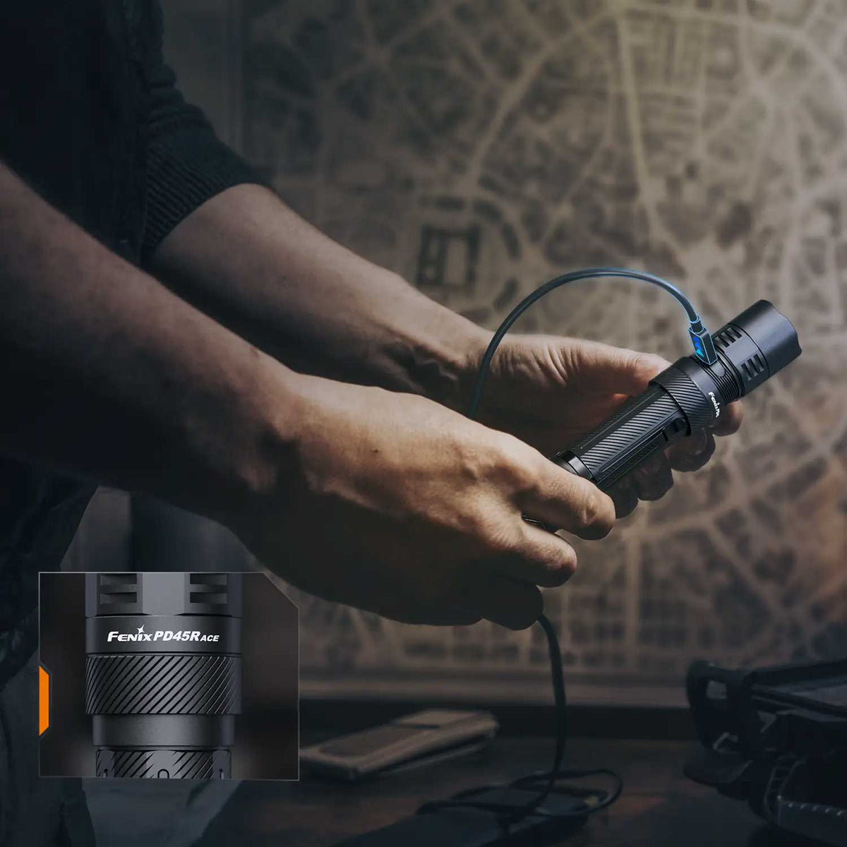 Fenix PD45R ACE LED Taschenlampe 3200 Lumen 21700 Akku USB-C – Detailansicht