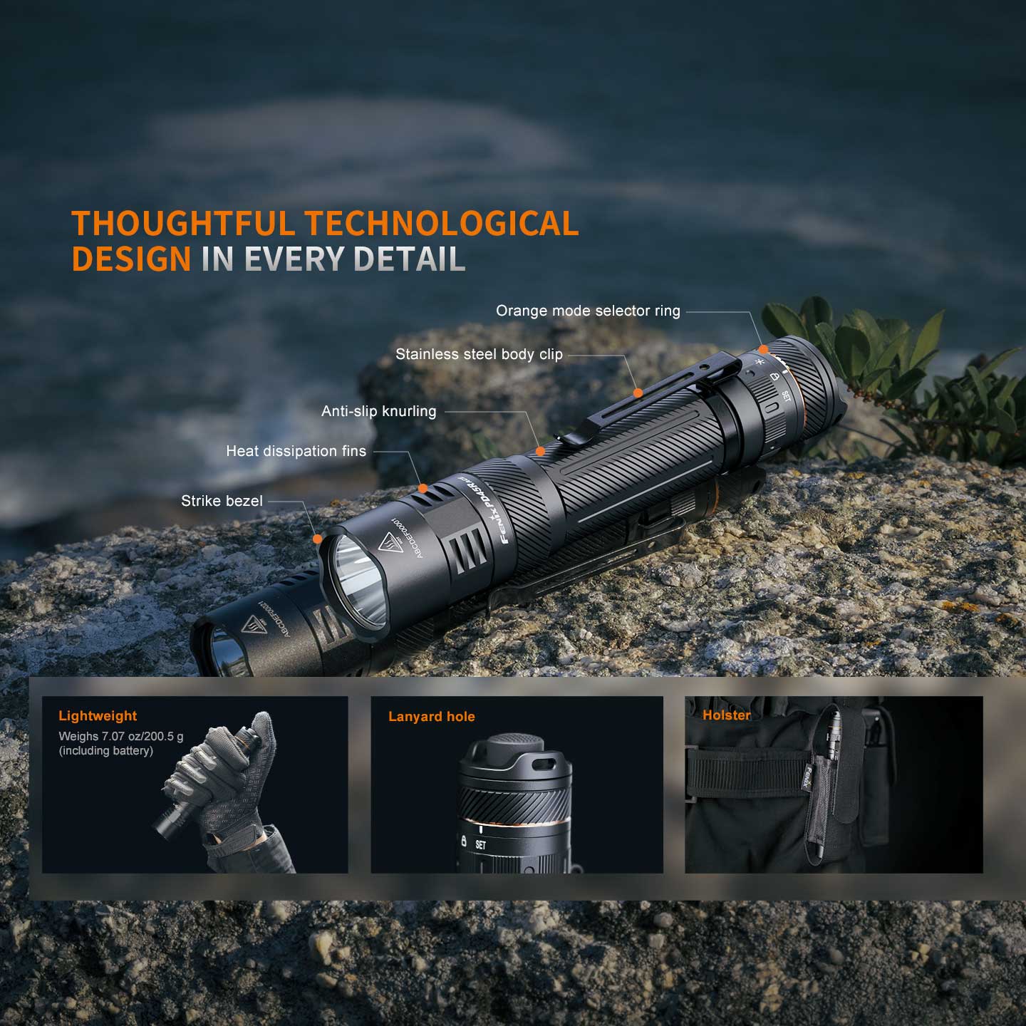 Fenix PD45R ACE LED Taschenlampe 3200 Lumen 21700 Akku USB-C – Detailansicht