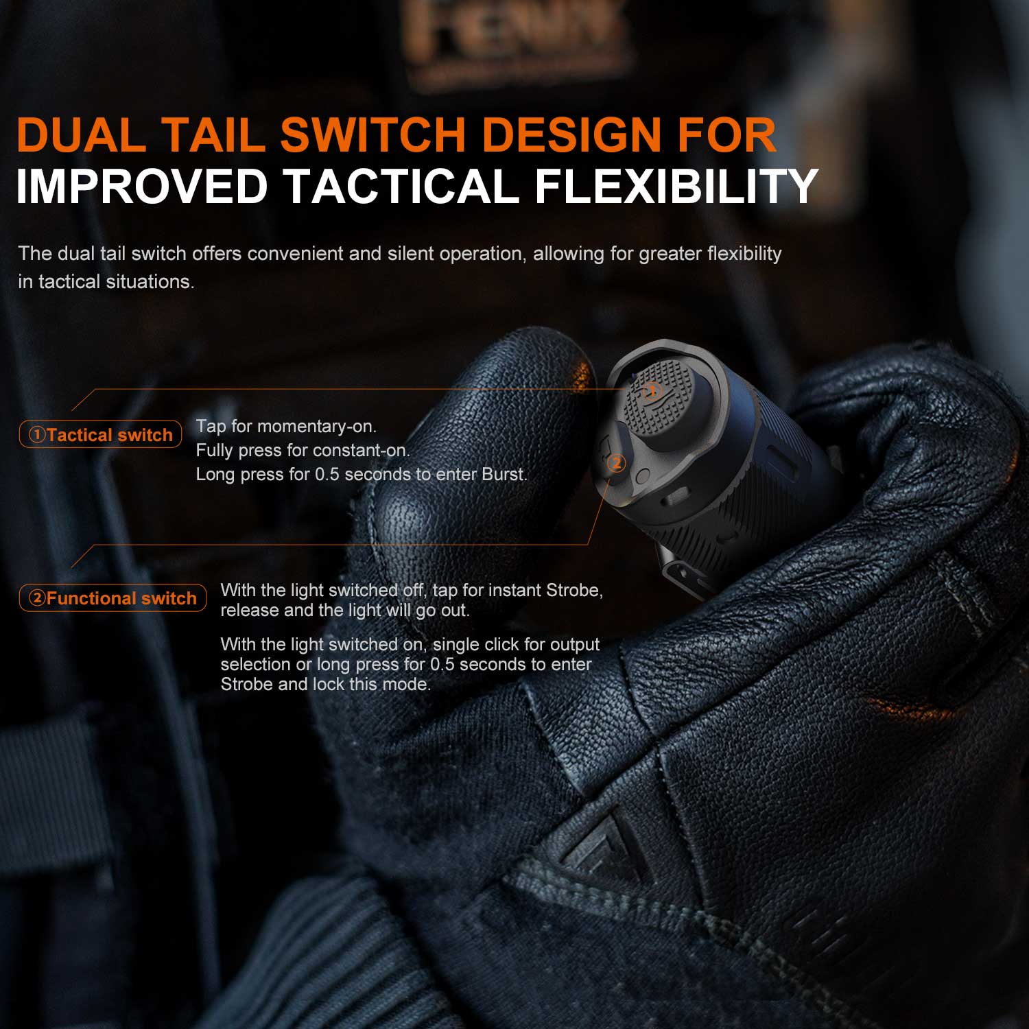 Fenix TK17 – Polizei Taschenlampe 3600 Lumen inkl. 6000mAh USB-C Akku – Detailansicht