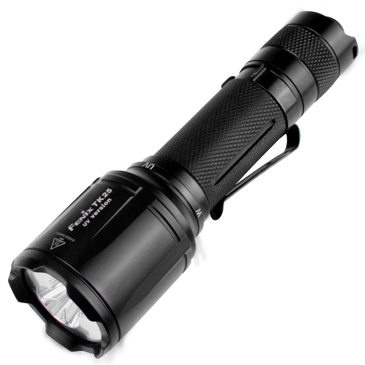 Fenix TK25 UV – Polizei Taschenlampe mit UV-Licht 365 nm und 1000 Lumen Weißlicht – Detailansicht