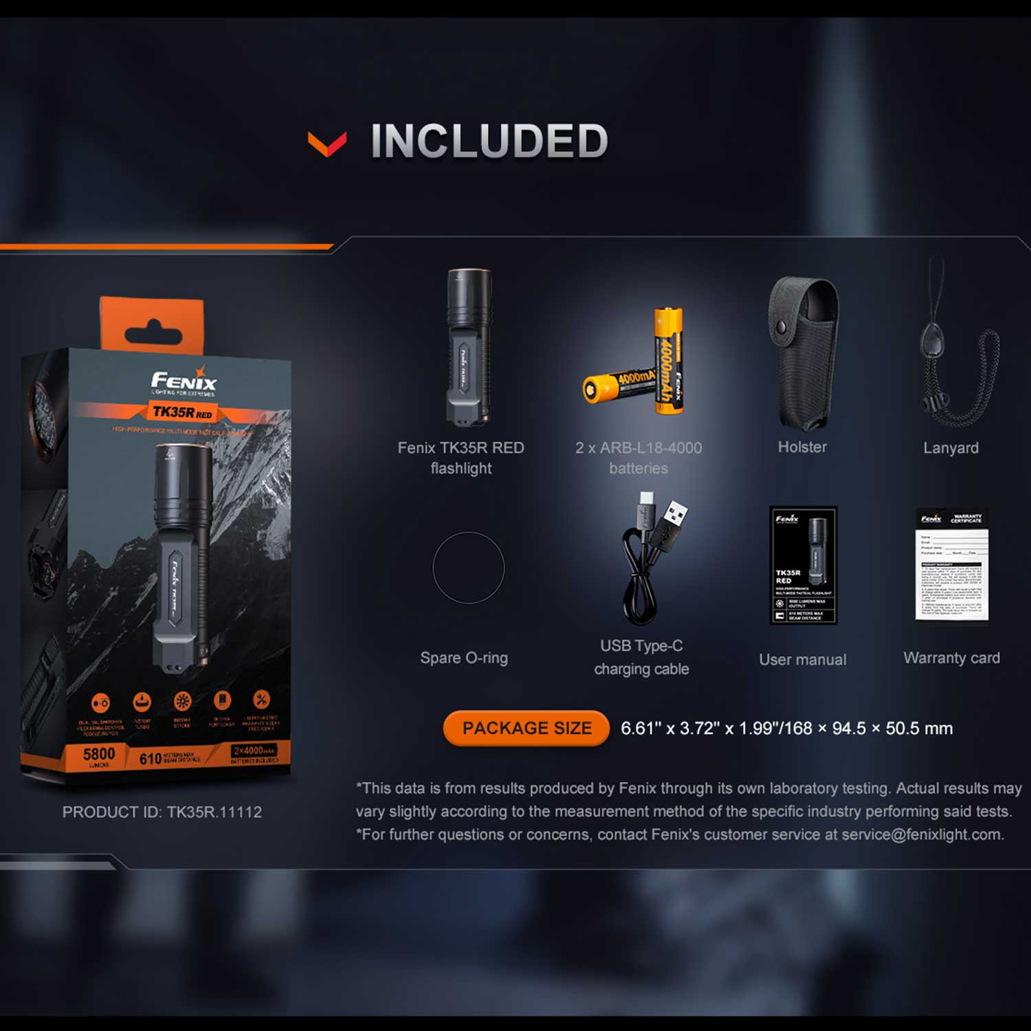 Fenix TK35R RED – Jagd Taschenlampe mit Rotlicht & Weißlicht 5800 Lumen Akku & USB-C – Detailansicht