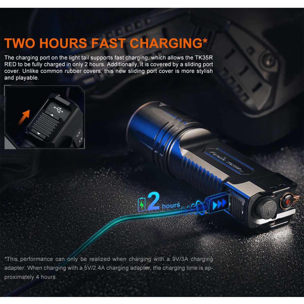 Fenix TK35R RED – Jagd Taschenlampe mit Rotlicht & Weißlicht 5800 Lumen Akku & USB-C – Detailansicht