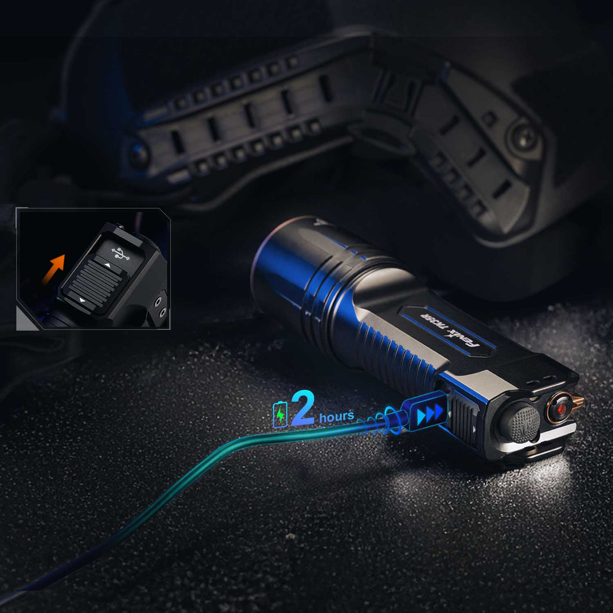 Fenix TK35R – Polizei Taschenlampe mit UV-Licht & Weißlicht 5800 Lumen Akku & USB-C – Detailansicht