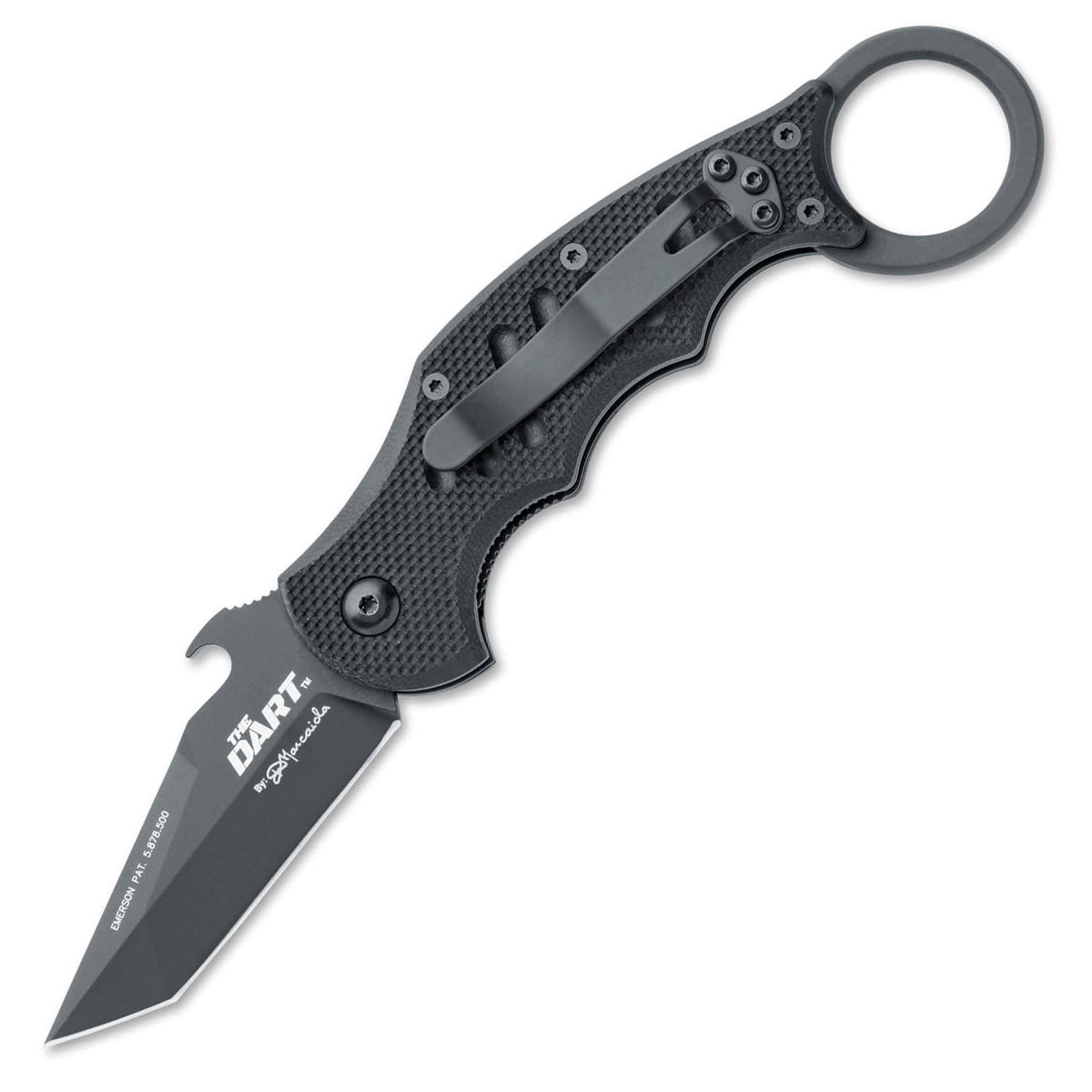 FKMD Dart Karambit Taschenmesser mit Fingerring und Clip schwarz