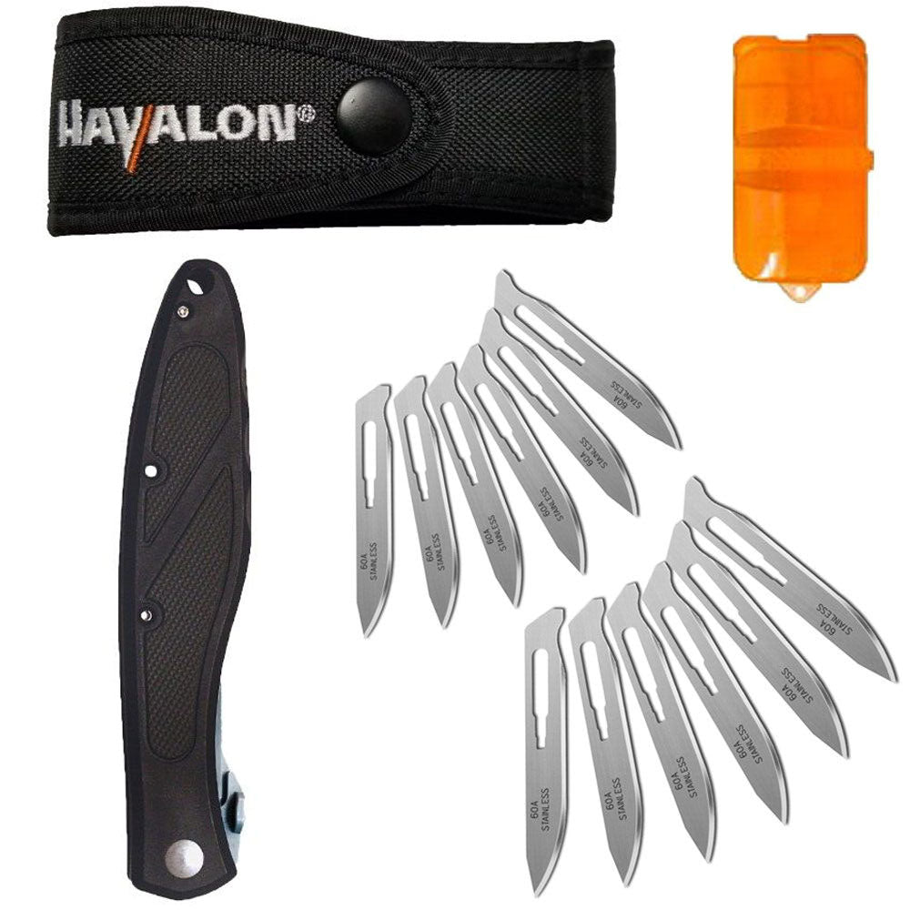 Havalon Piranta Z – Jagdtaschenmesser mit 12 Wechselklingen & Nylonetui
