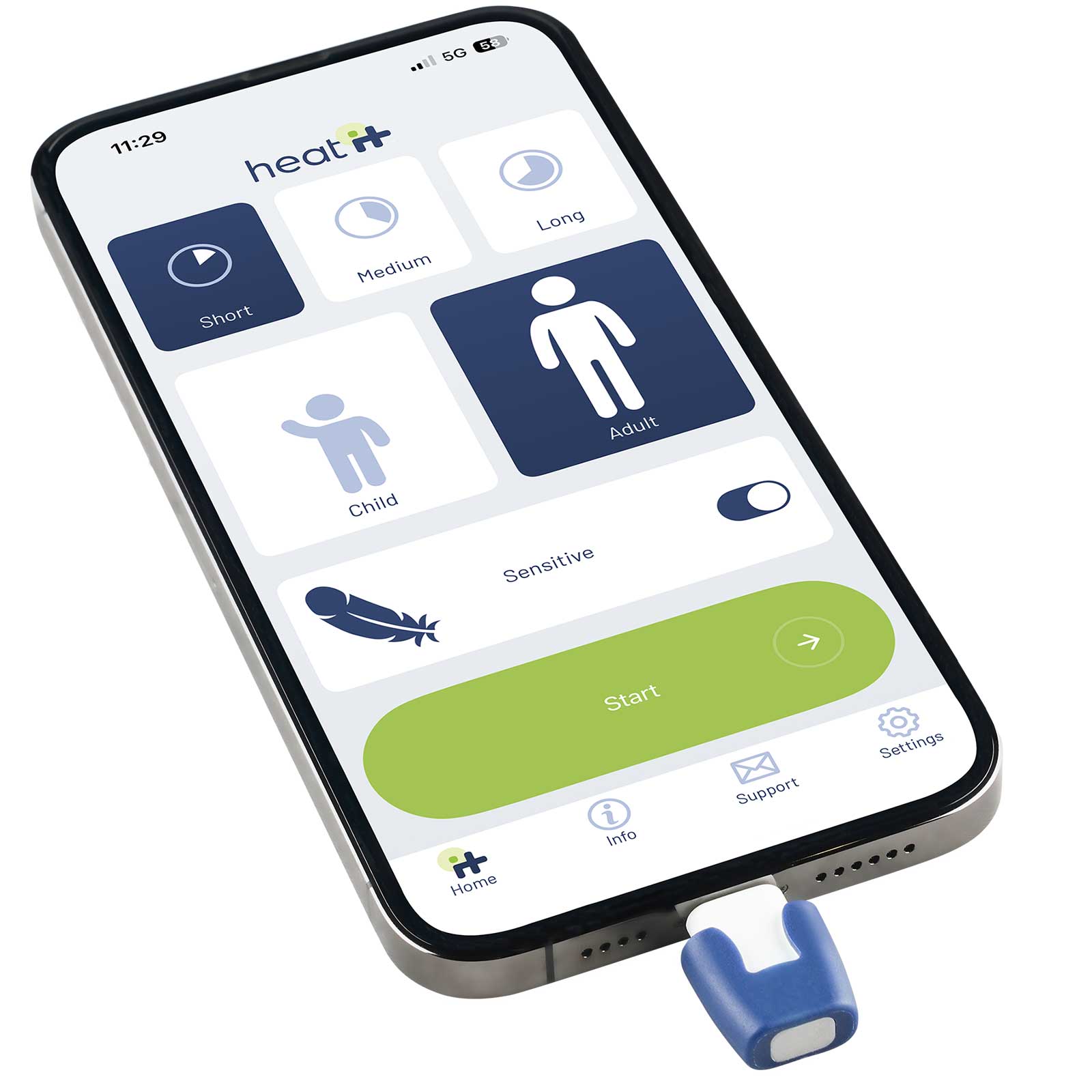 heat it classic – Insektenstichheiler für iPhone & Android – Heatit stichheiler angeschlossen am smartphone