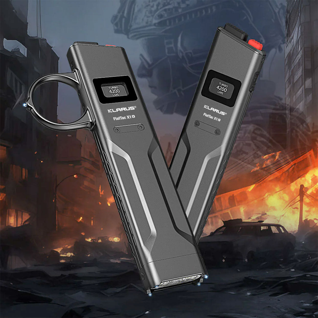 Klarus X1 FlatTac V3 – Flache Taschenlampe mit 4200 Lumen, OLED-Display, USB-C