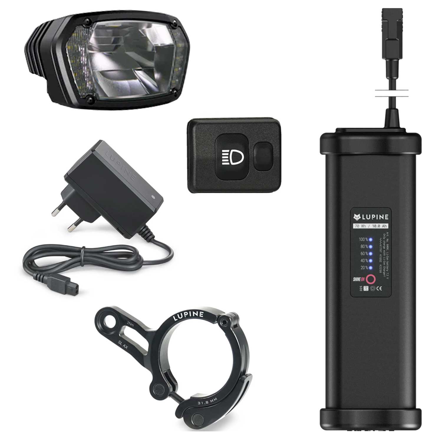 Lupine SL AX – StVZO Frontlicht mit Fernlicht, 3800 Lumen, 10.0 Ah Akku, 31,8 mm