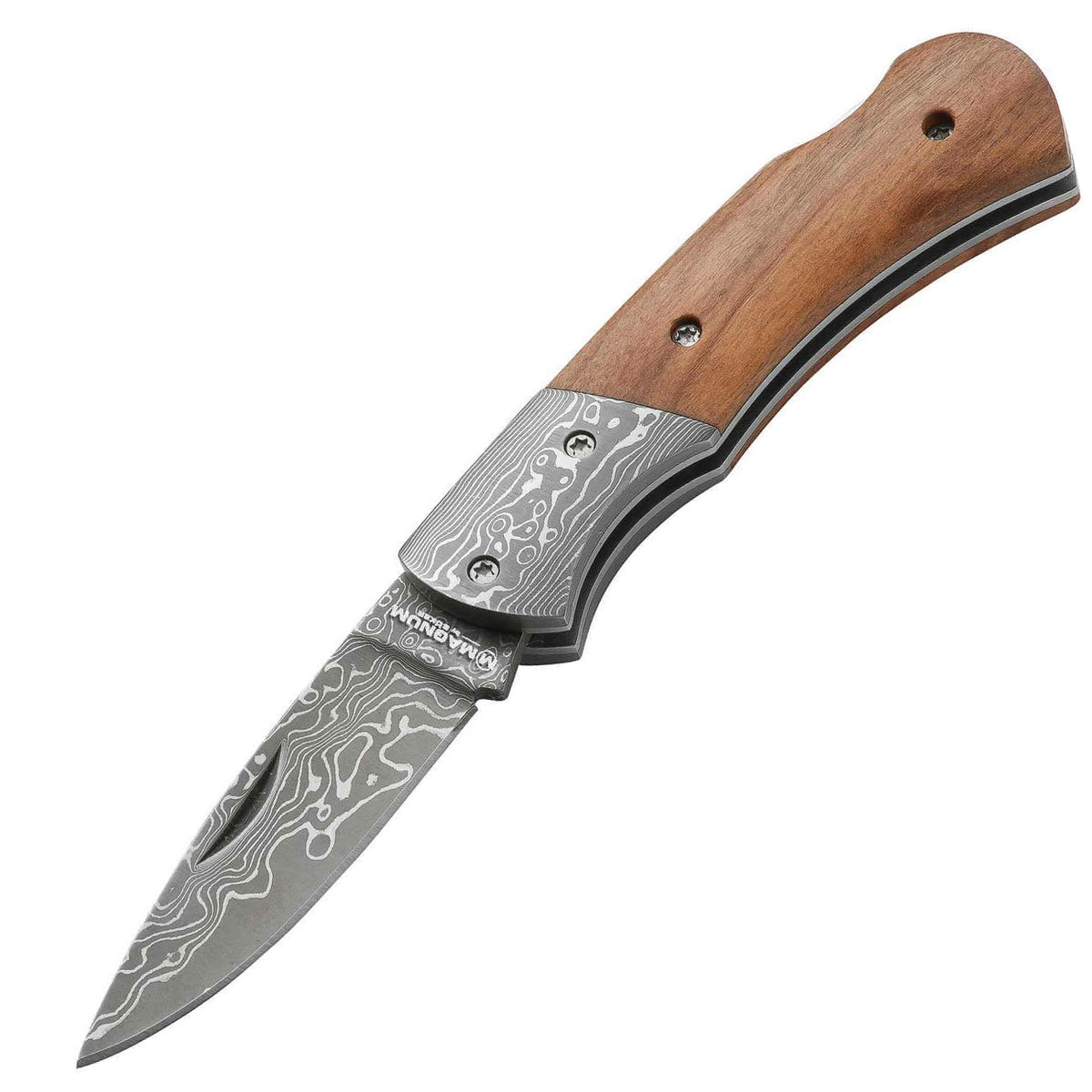 Magnum Damascus Mistress – Elegantes Damast-Taschenmesser mit Olivenholzgriff