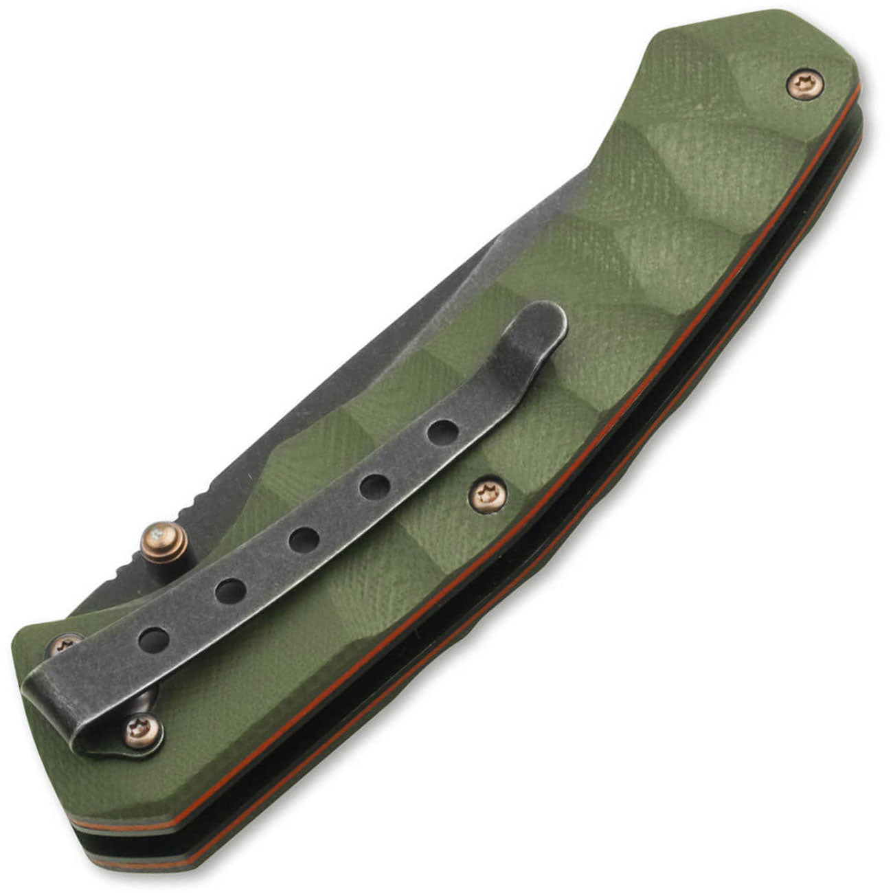 Magnum Iguanodon G10 olivgrün – Taschenmesser mit Edelstahlklinge & Tip Down Clip – Detailansicht
