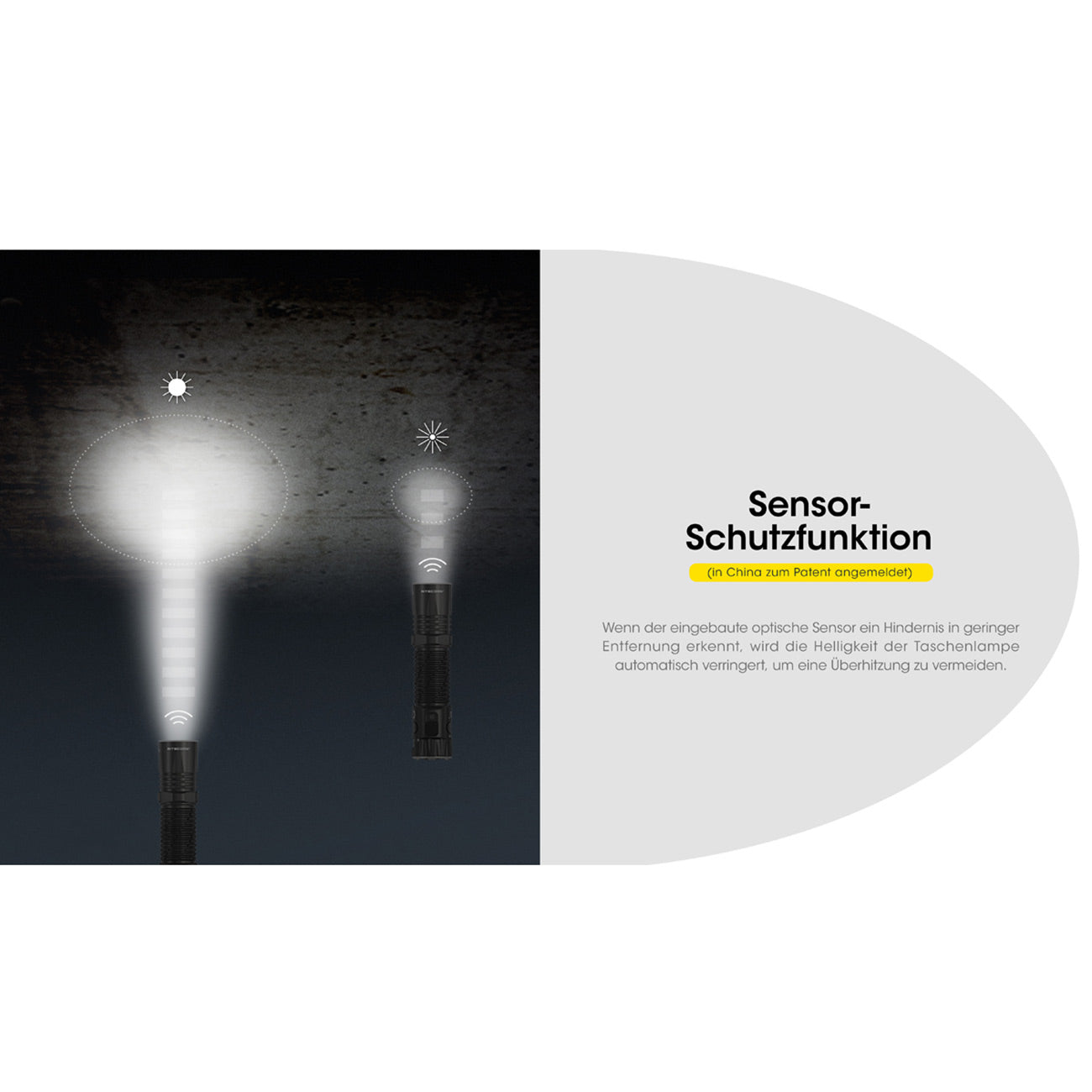 Nitecore EDC35 – LED Taschenlampe mit Spot- & Flutlicht, 5000 Lumen, Akku, USB-C – Sensorschutz, Lichtbild und Leuchtleistung
