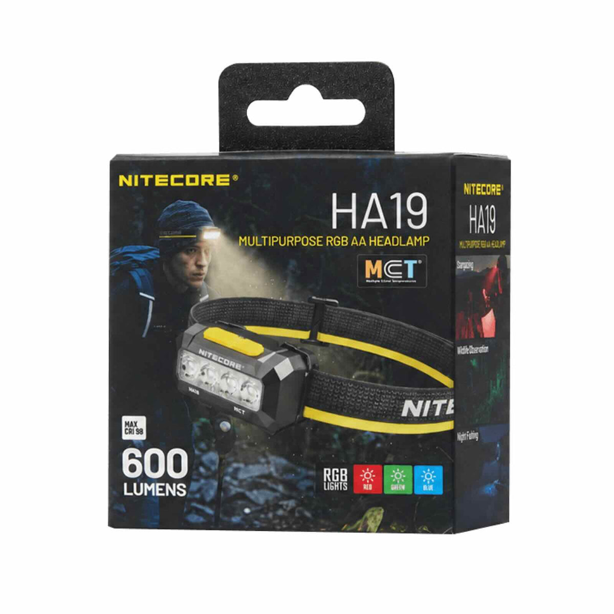 Nitecore HA19 MCT – Stirnlampe mit 600 lm, 3 Farbtemperaturen, RGB & AA-Betrieb