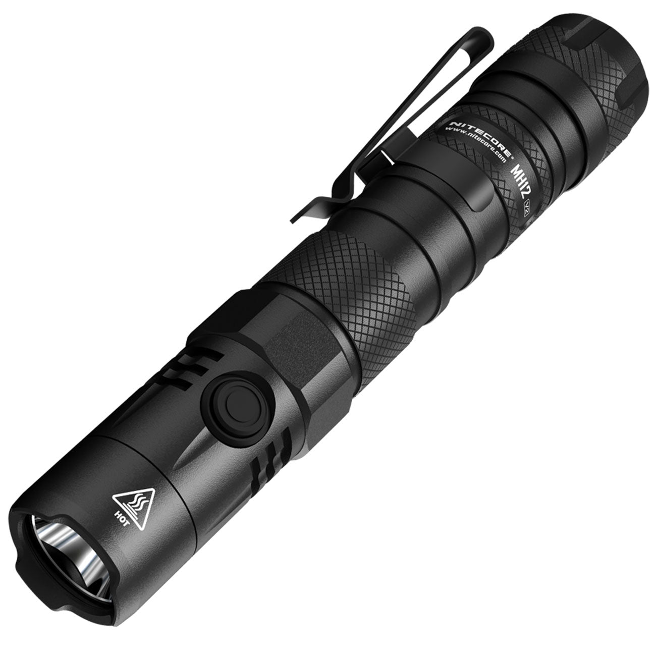 Nitecore MH12 V2 – Taschenlampe mit 1200 Lumen, 21700 Akku, USB-C, Steckholster – Produktansicht der Lampe – Detailansicht 1