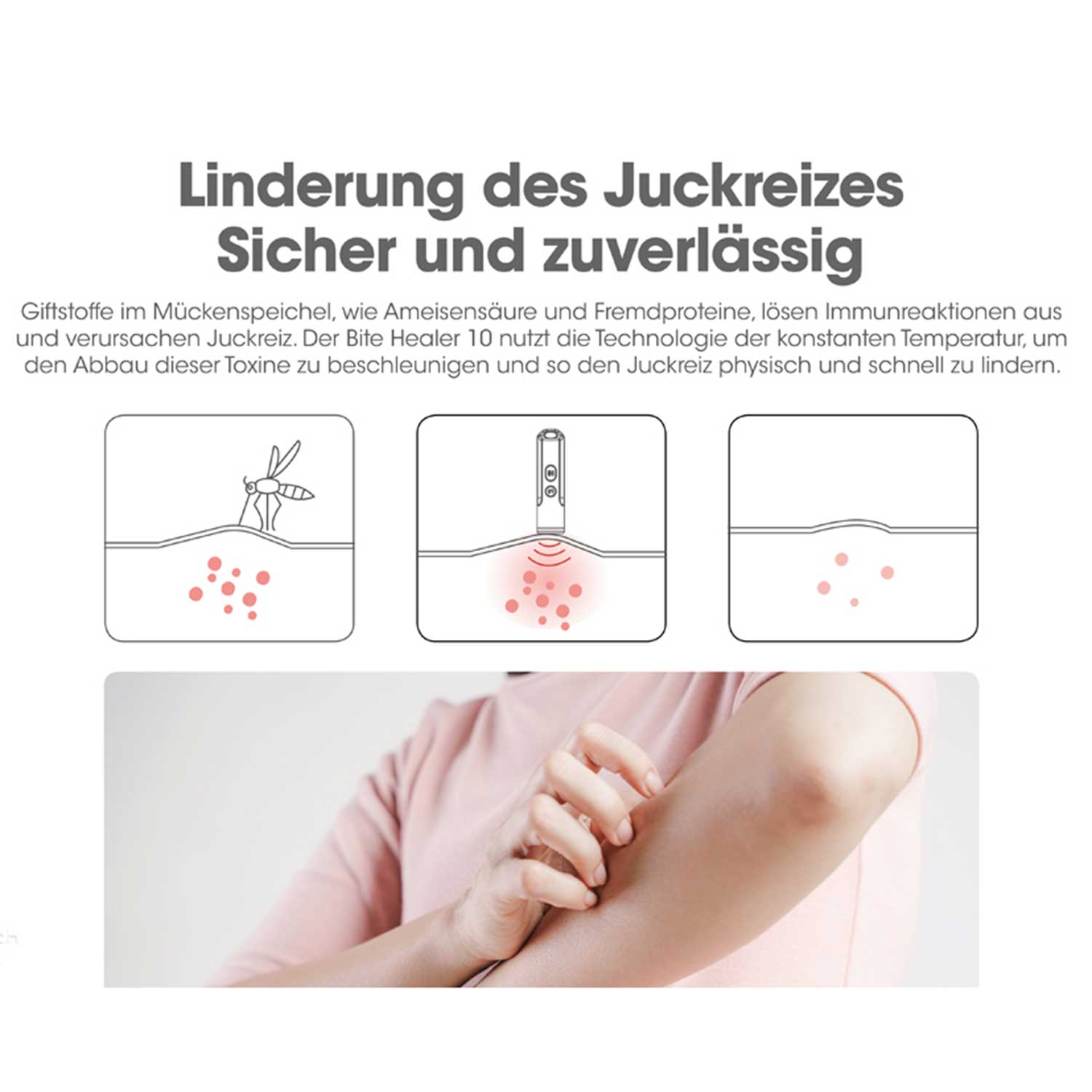Nitecore Bite Healer 10 – Insektenstichheiler mit 2 Wärmestufen USB-C aufladbar – Detailansicht