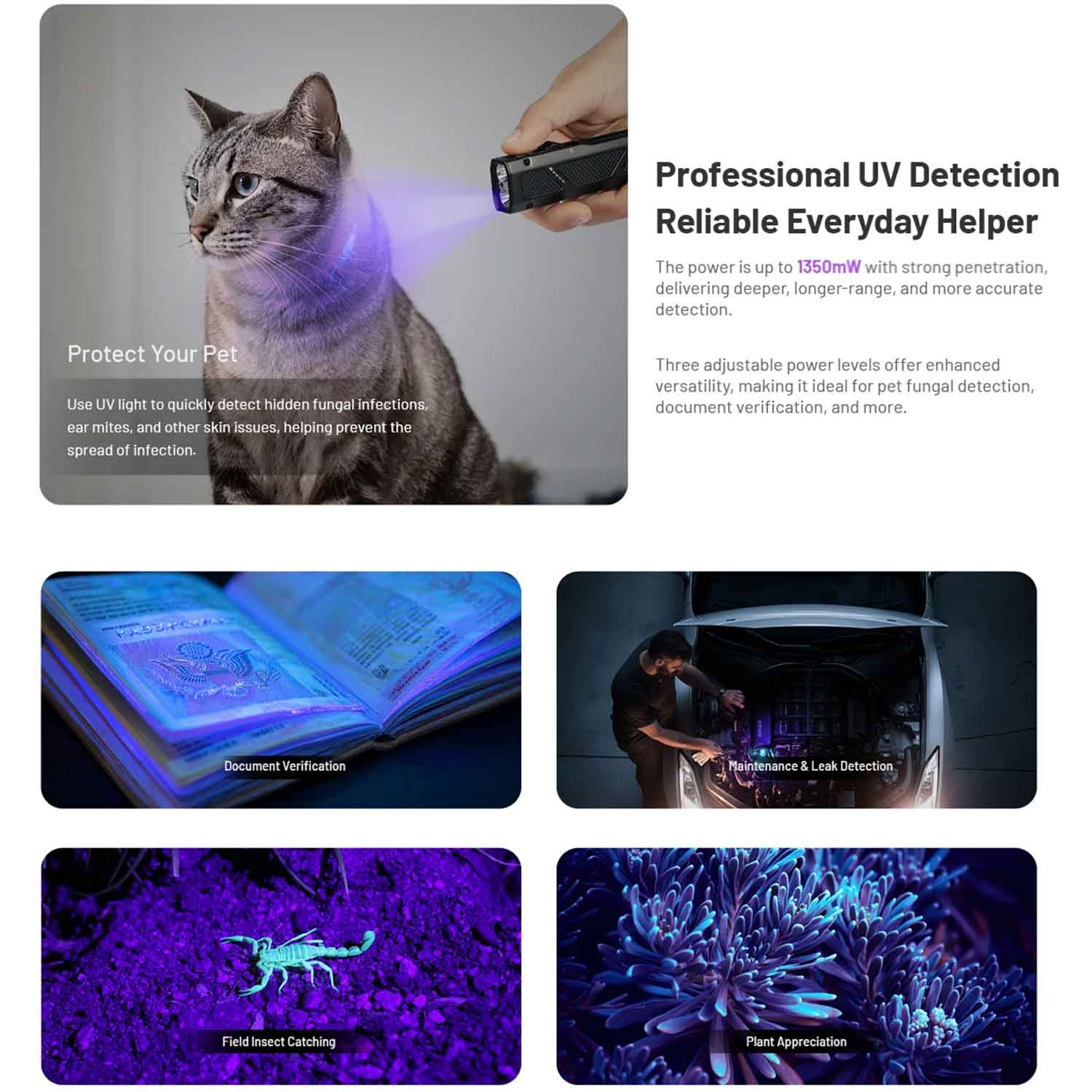 Nitecore EDC17 - LED Taschenlampe mit UV-Licht & grünem Laser 1500 Lumen USB-C – Detailansicht